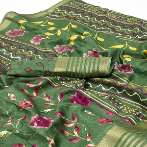 green-floral-digital-printed-dola-silk-saree