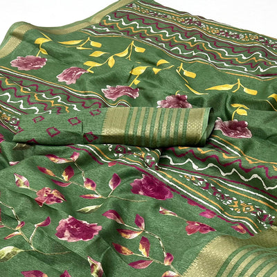 green-floral-digital-printed-dola-silk-saree