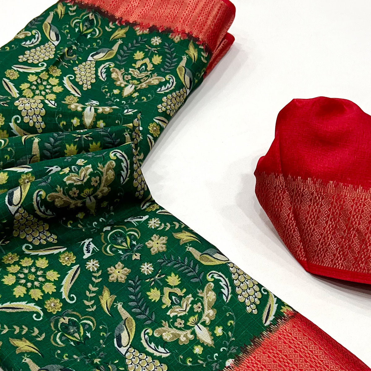 green-floral-printed-dola-silk-saree-with-woven-border-4