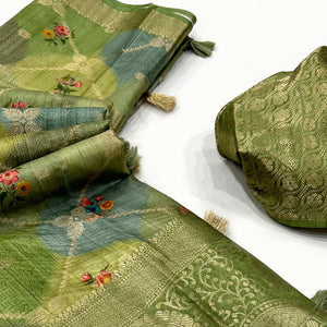 green-woven-with-floral-digital-printed-raw-silk-saree