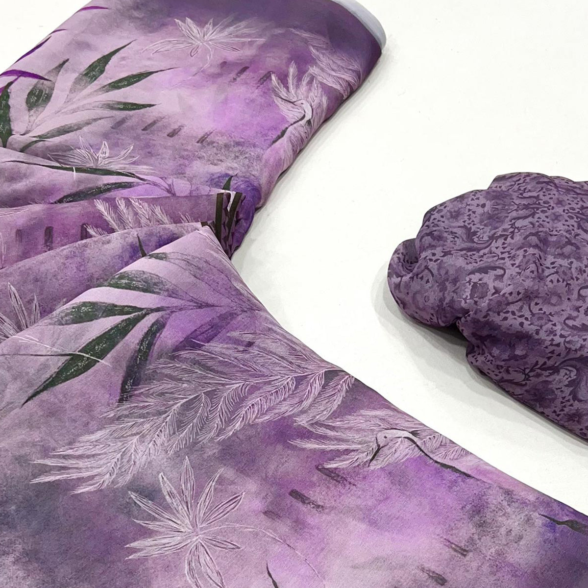 Violet Floral Digital Printed Georgette Saree