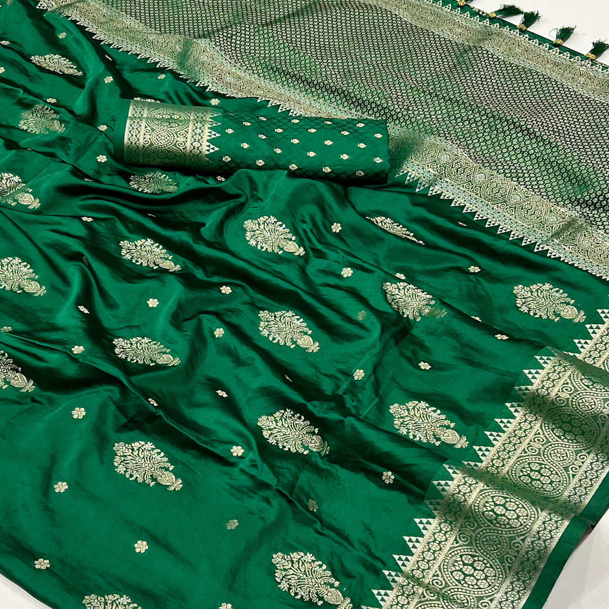 green-floral-woven-satin-silk-saree-with-tassels