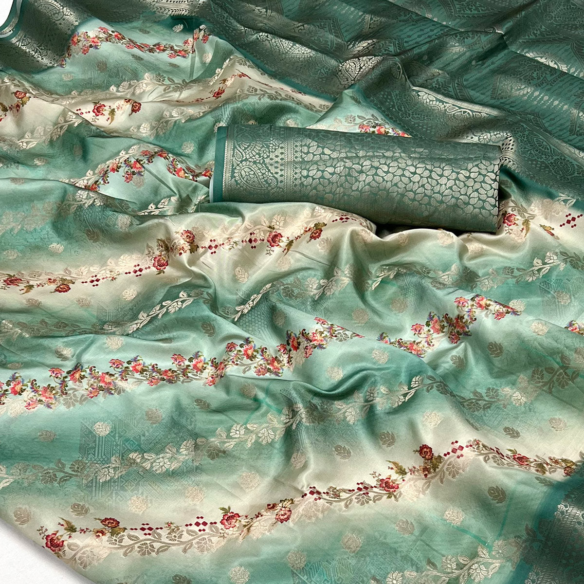 green-floral-woven-with-digital-printed-art-silk-saree