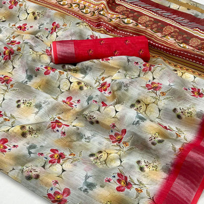 grey-pink-floral-digital-printed-linen-saree-with-zari-border