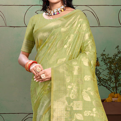 green-floral-woven-cotton-silk-saree-with-tassels-7