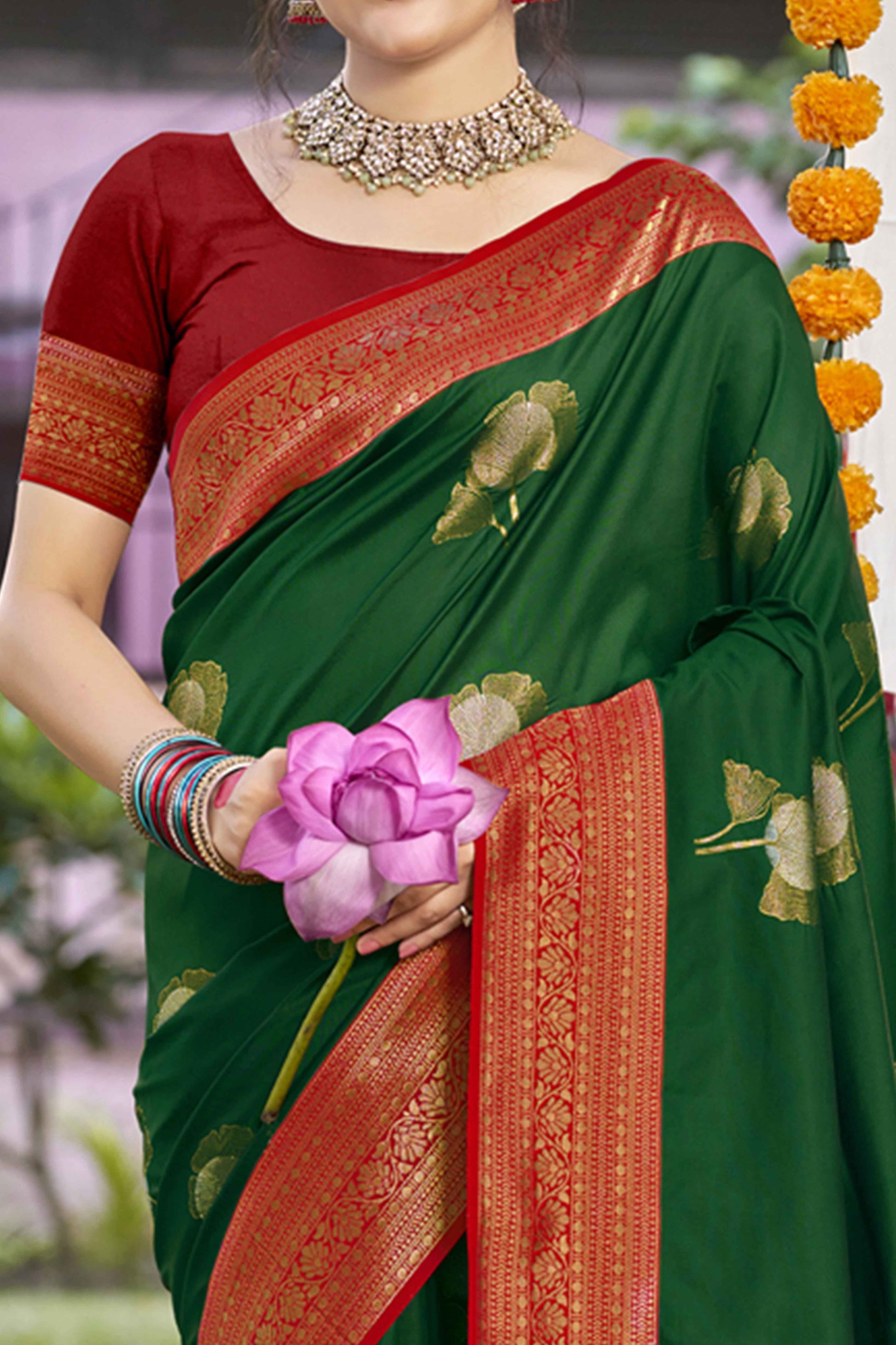 green-floral-woven-banarasi-silk-saree-with-tassels-21