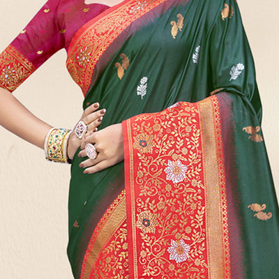 green-floral-woven-banarasi-silk-saree-19