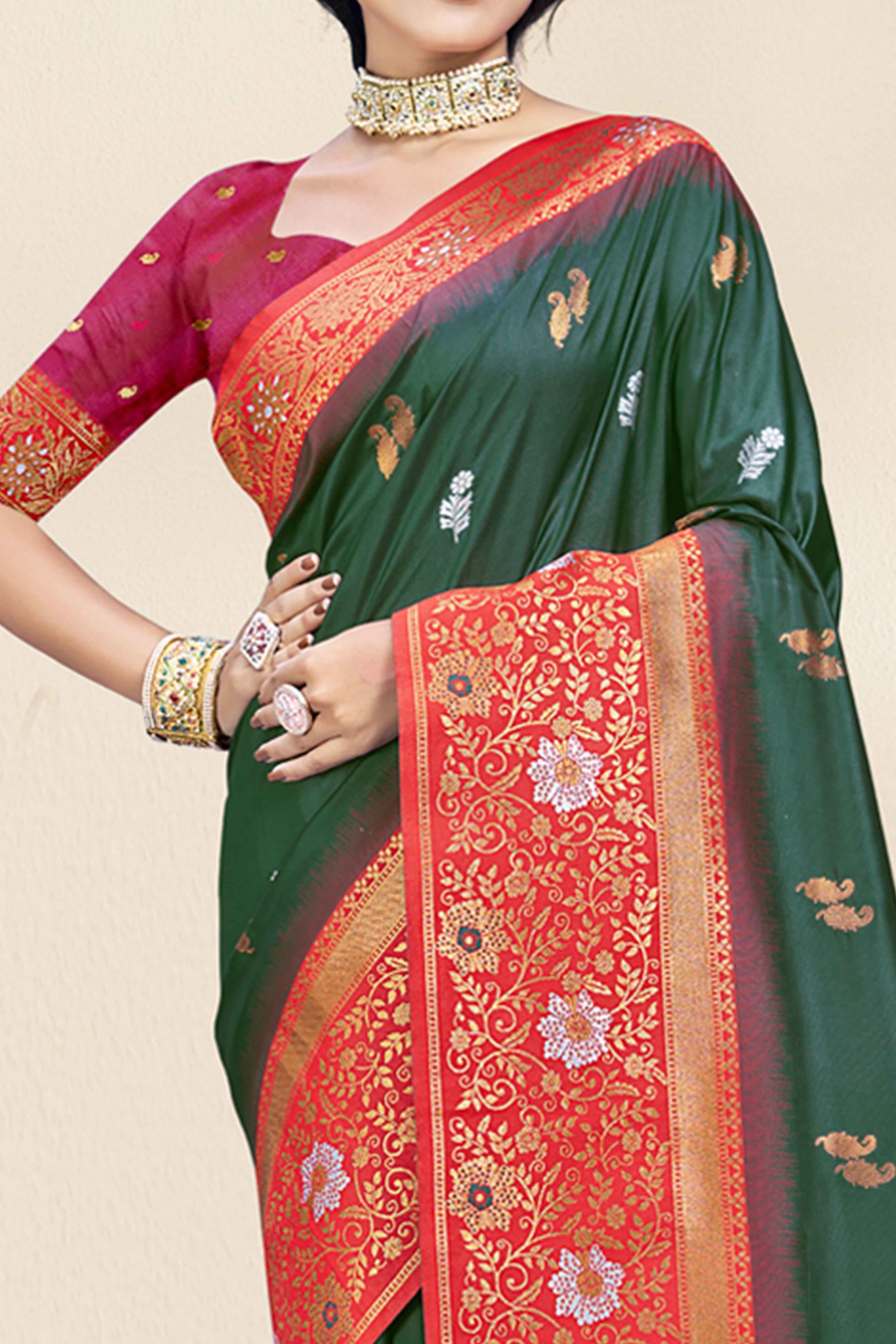 green-floral-woven-banarasi-silk-saree-19