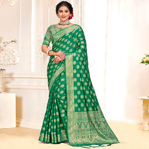 green-floral-woven-cotton-silk-saree-with-tassels-2