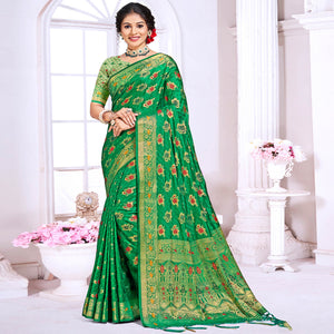 green-floral-woven-cotton-silk-saree-with-tassels-3