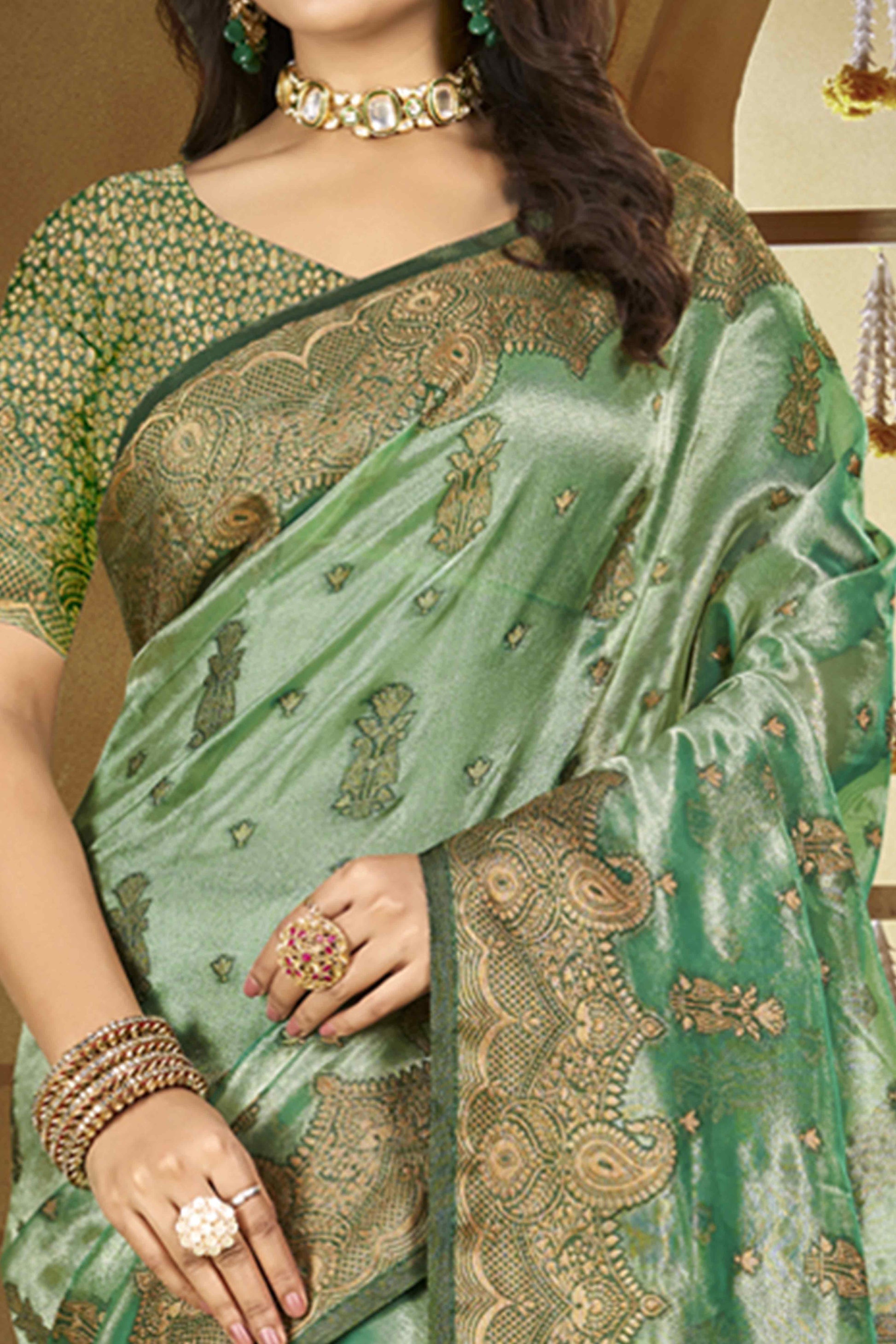 green-paisley-pattern-woven-organza-silk-saree-6