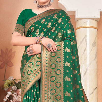 green-floral-woven-banarasi-silk-saree-with-tassels-5