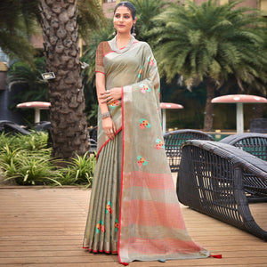 grey-floral-embroidered-linen-saree-with-tassels