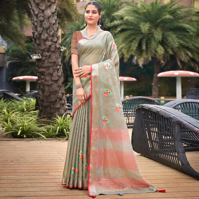 grey-floral-embroidered-linen-saree-with-tassels