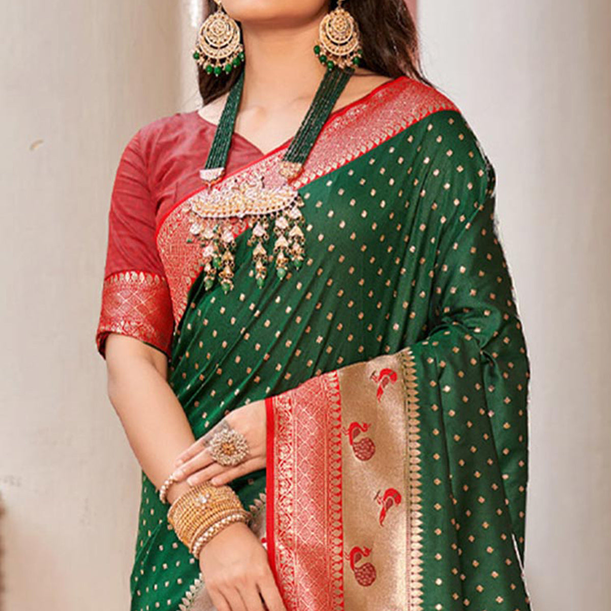 green-woven-banarasi-silk-saree-with-tassels-11