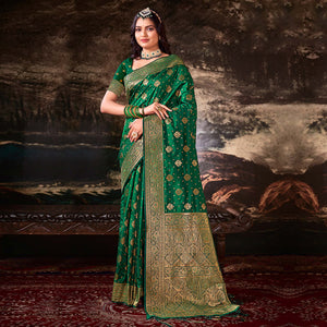 green-floral-woven-banarasi-silk-saree-with-tassels-8