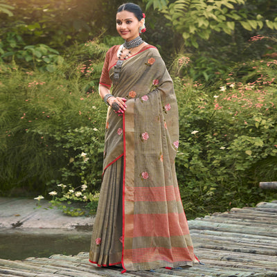 grey-floral-embroidered-linen-saree-with-tassels-1