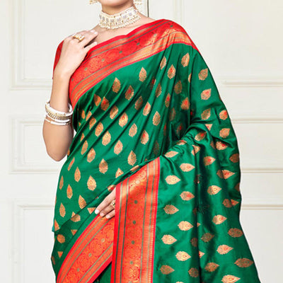 green-woven-banarasi-silk-saree-with-tassels-9