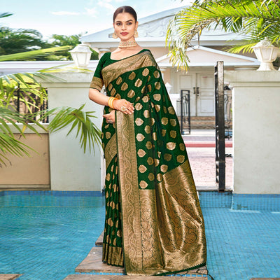 8green-floral-woven-banarasi-silk-saree