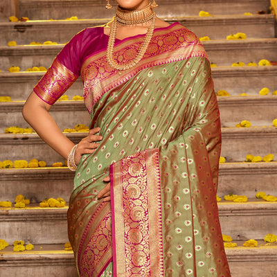 green-woven-banarasi-silk-saree-with-tassels-5