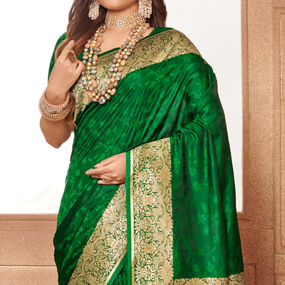green-floral-woven-banarasi-silk-saree-with-tassels-6