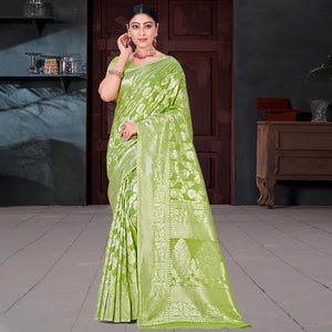 green-floral-woven-cotton-blend-saree-2