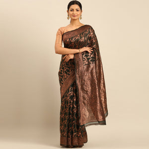 green-floral-woven-cotton-silk-saree-2