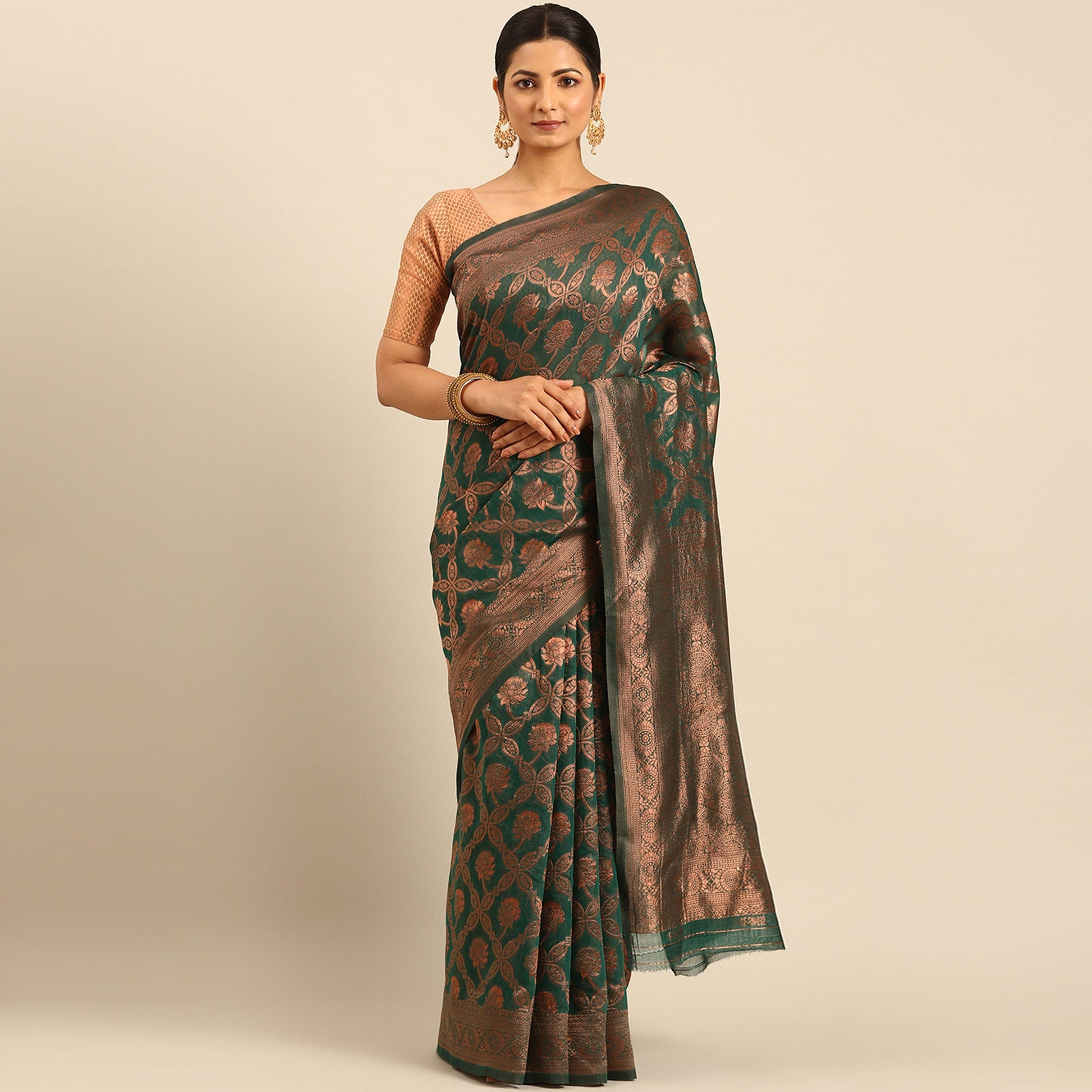 20green-floral-woven-cotton-silk-saree-4