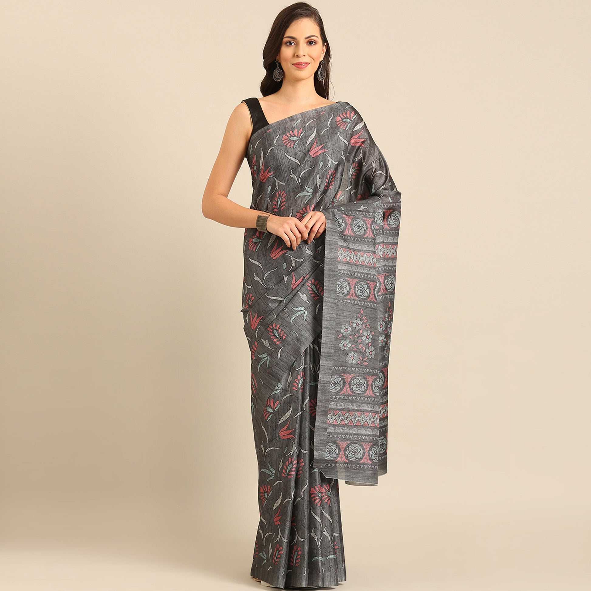 grey-floral-digital-printed-cotton-blend-saree