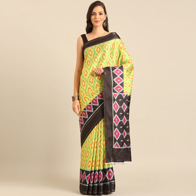green-digital-patola-printed-cotton-blend-saree