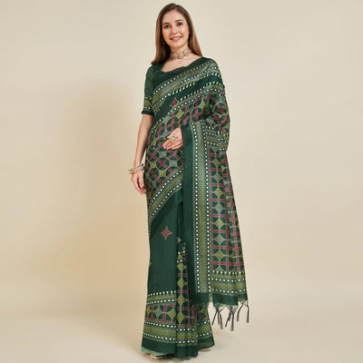 green-digital-printed-bhagalpuri-silk-saree-with-tassels-1