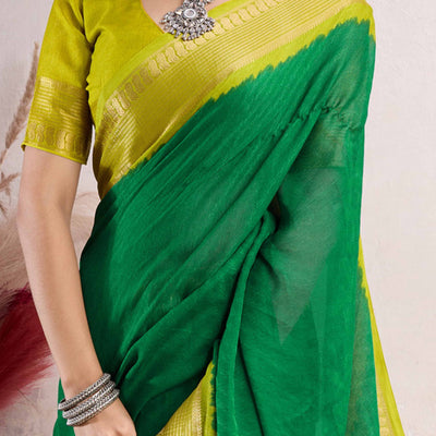 green-printed-cotton-silk-saree-with-jacquard-border-2