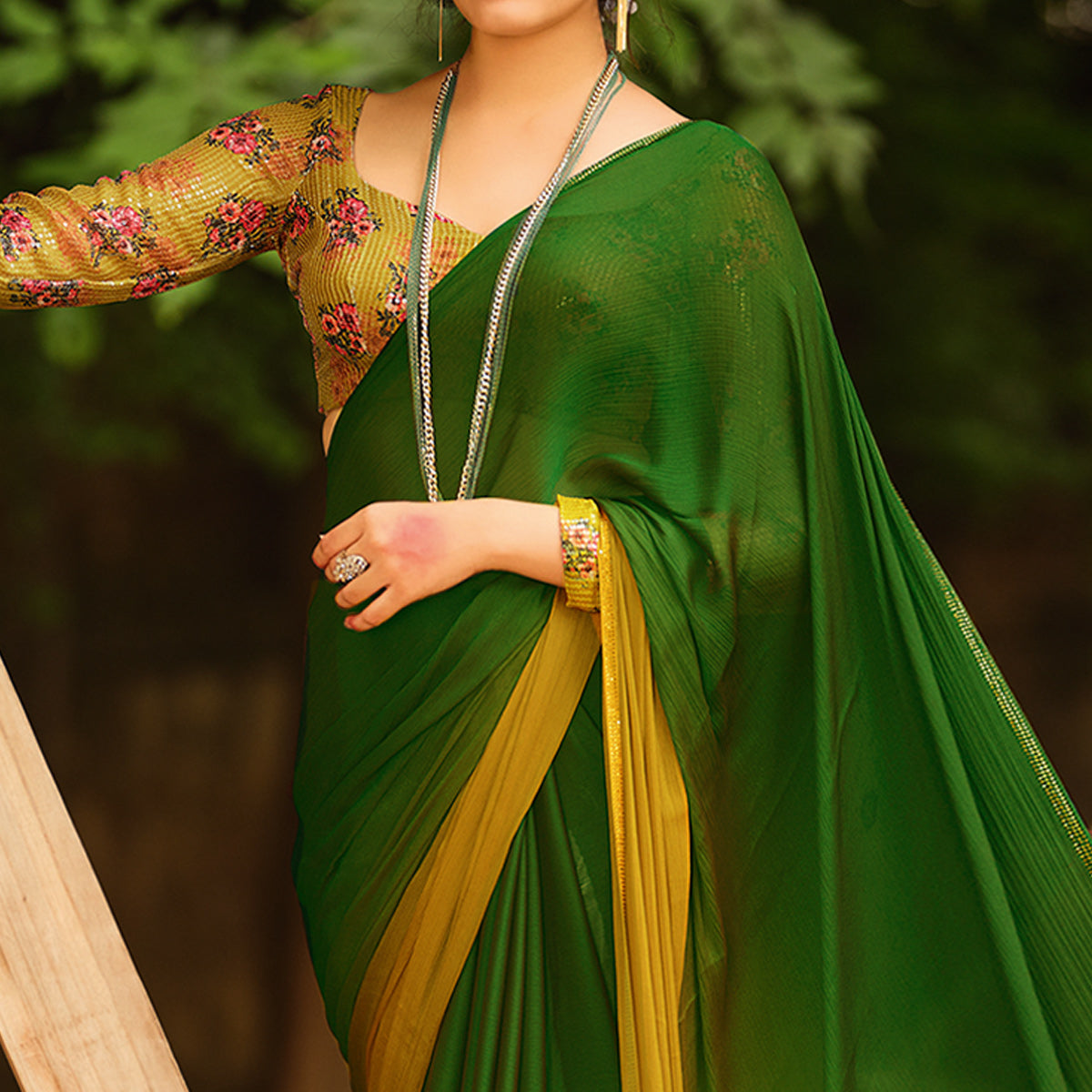 green-mustard-printed-with-swarovski-work-chiffon-ombre-saree