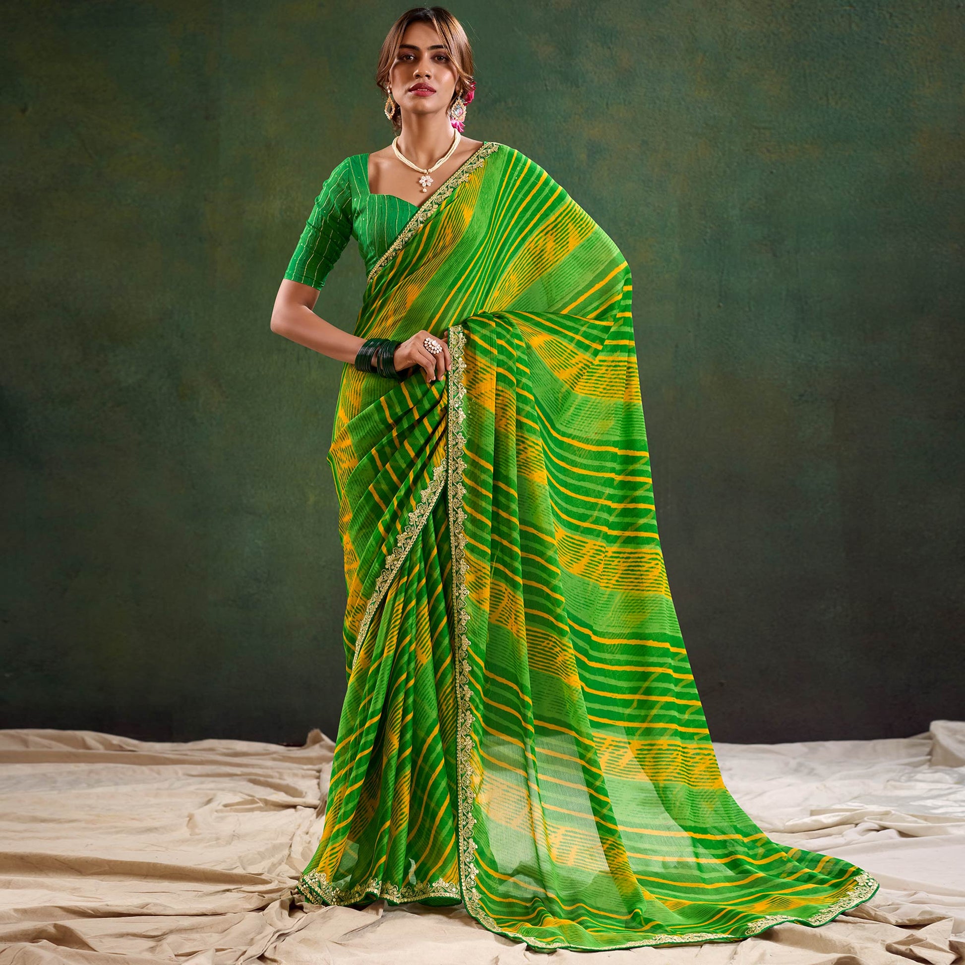 green-printed-chiffon-saree-with-sequins-border-2