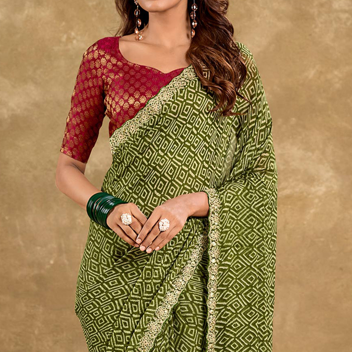 green-printed-chiffon-saree-with-sequins-border-1