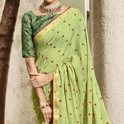 green-floral-embroidered-chiffon-saree-3