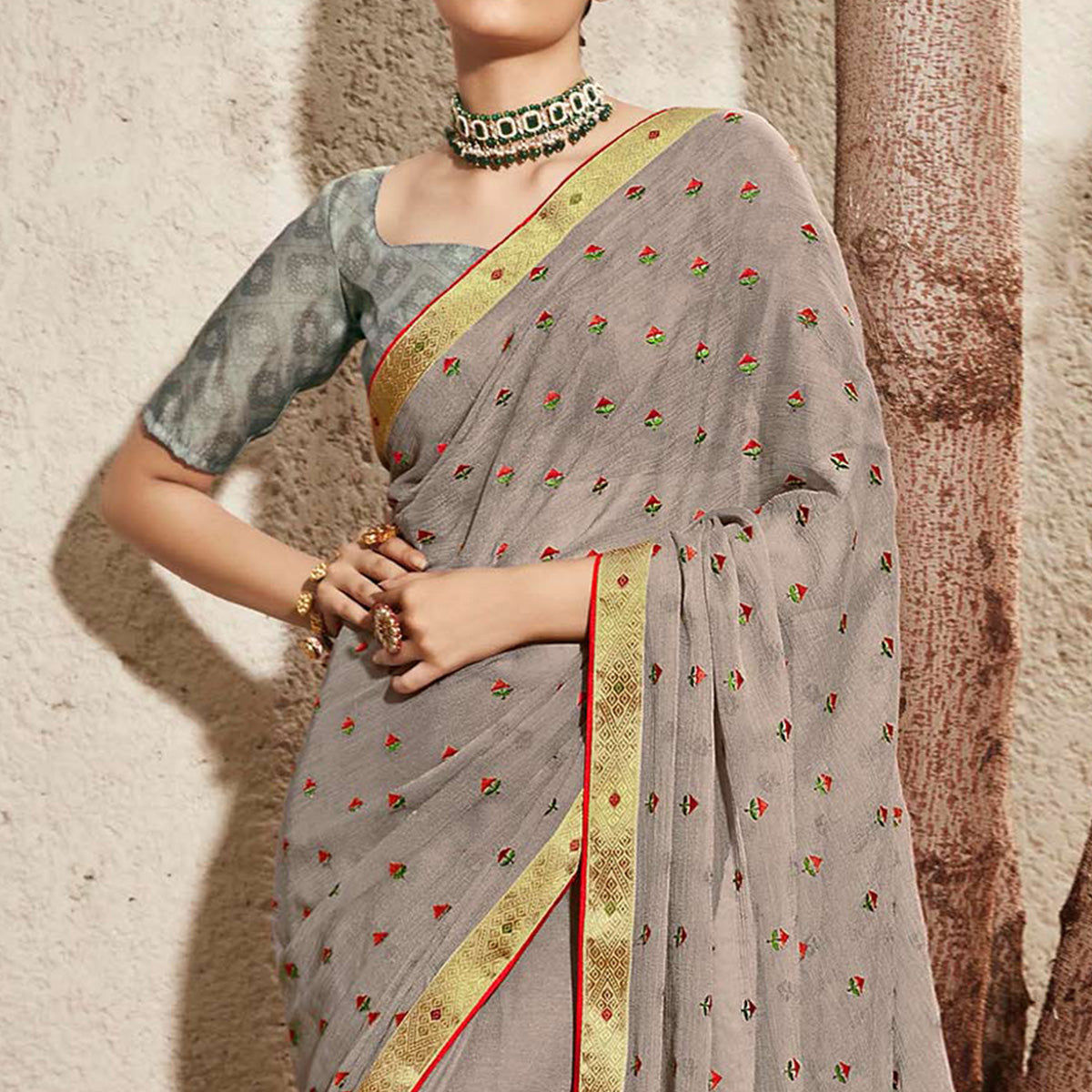 grey-floral-embroidered-chiffon-saree-1