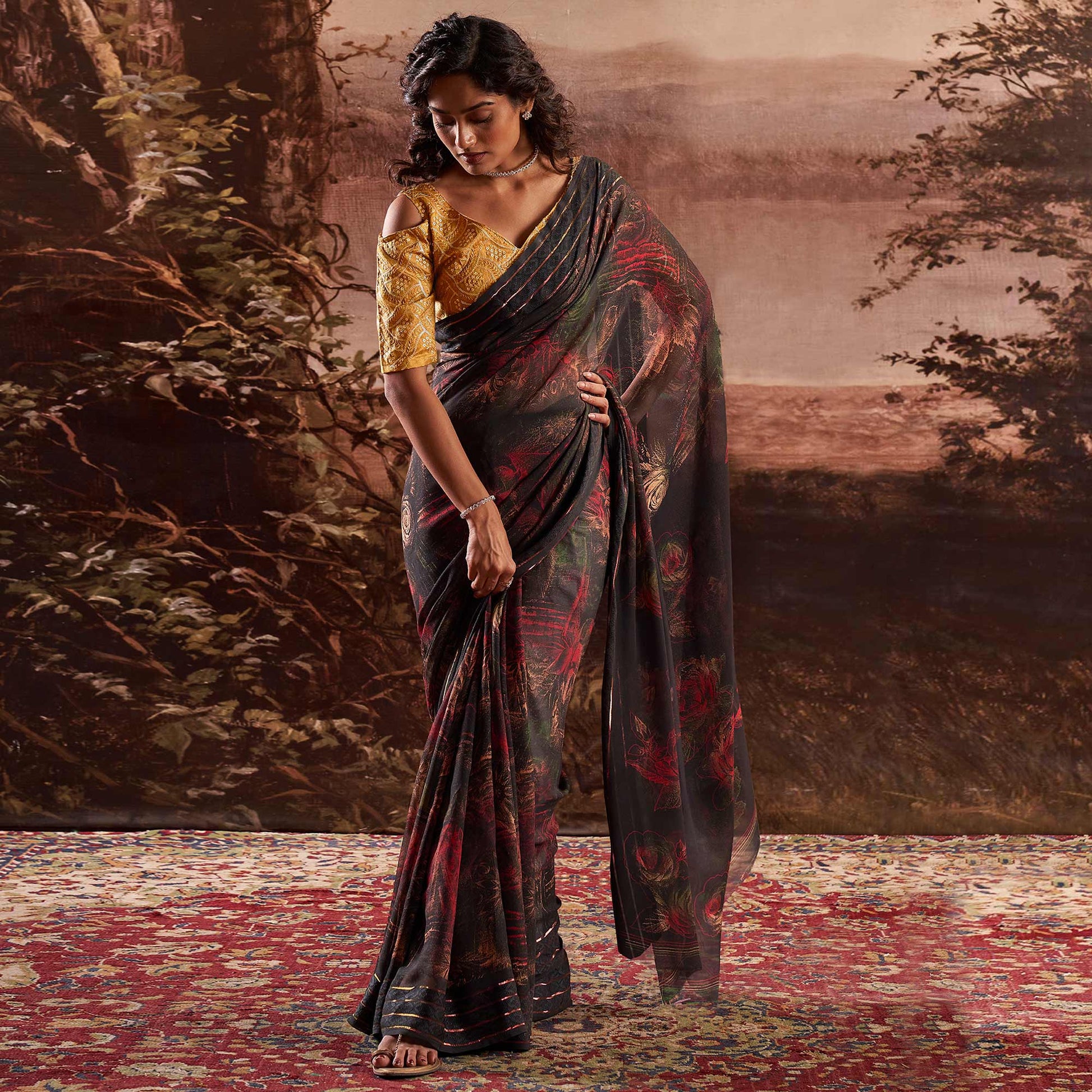grey-floral-printed-georgette-saree-14
