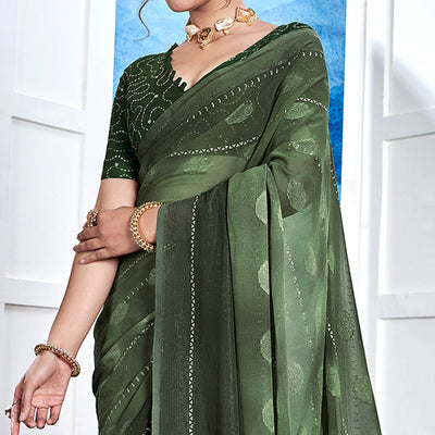 green-woven-fancy-fabric-saree-with-tassels