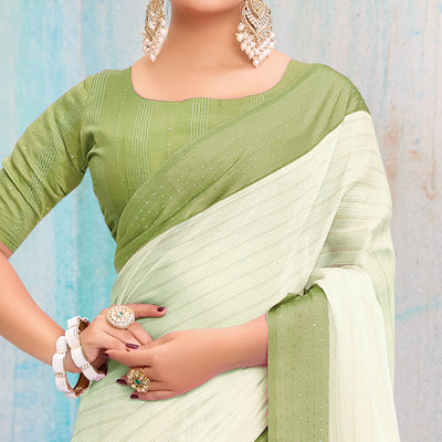 green-printed-chiffon-saree-with-weaving-border
