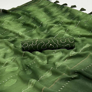green-woven-georgette-saree