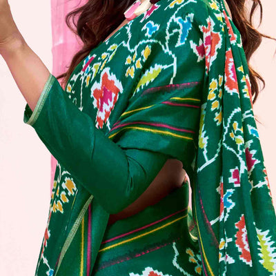 green-floral-mill-printed-tussar-silk-saree