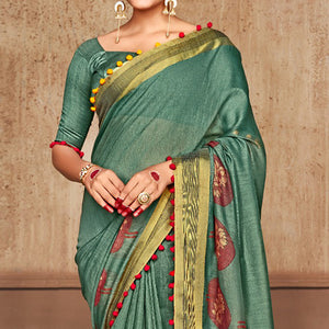 green-printed-pure-cotton-saree