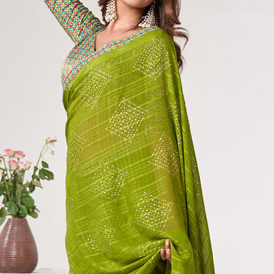 green-printed-georgette-saree-with-lace-work