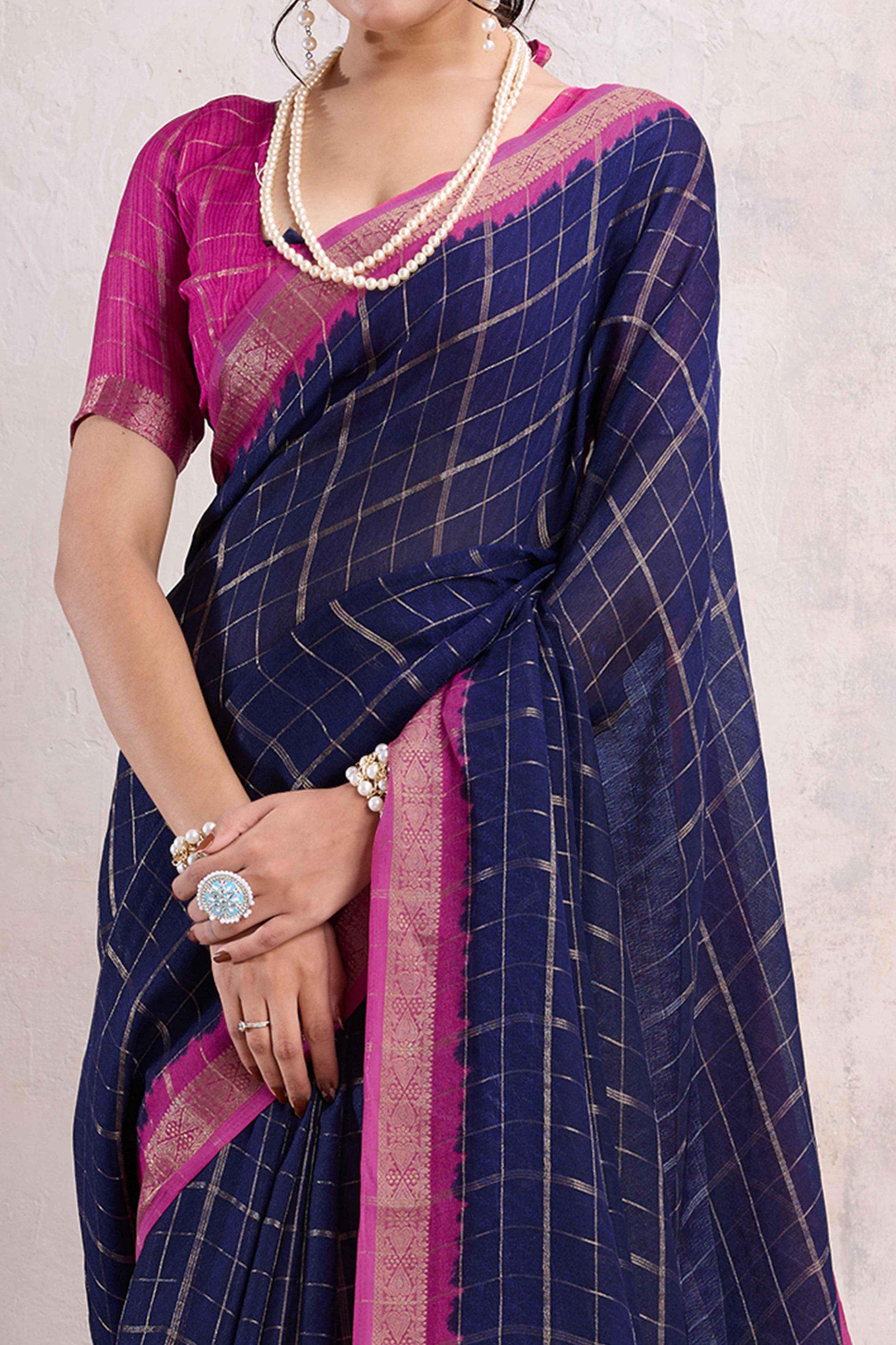 Blue Zari Woven Cotton Silk Saree