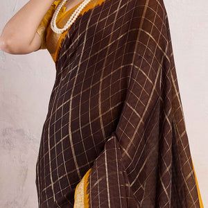 Brown Zari Woven Cotton Silk Saree