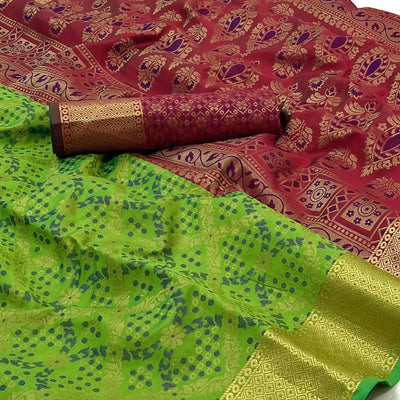 green-floral-woven-art-silk-saree-7