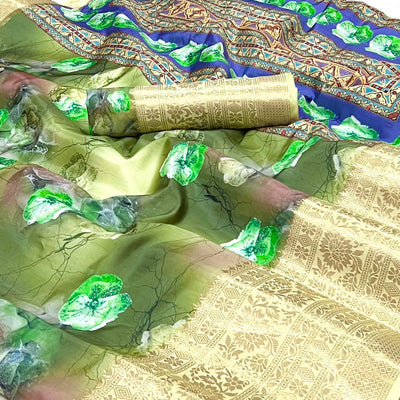 green-floral-digital-printed-with-woven-border-art-silk-saree