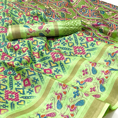 green-digital-printed-cotton-silk-saree
