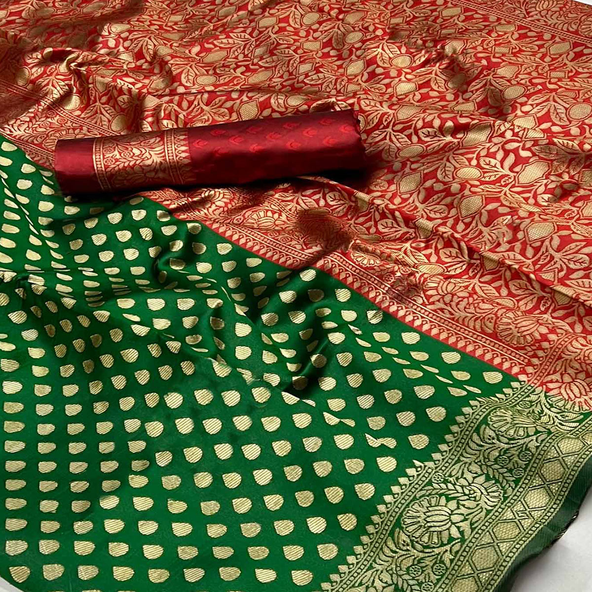 green-floral-woven-banarasi-silk-saree-1
